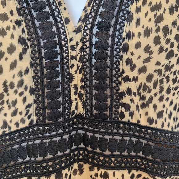 Baltic Born Cha Cha Maxi Dress M Taupe Leopard Black Lace Boho Wedding Guest - Picture 8 of 16